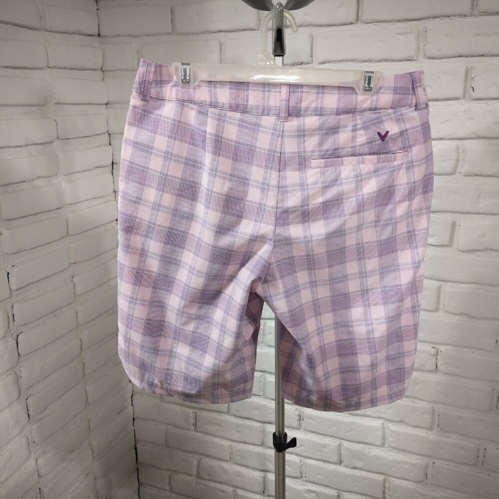 Callaway Ladies Size 8 Pink Purple & Blue Plaid Golf Shorts - Picture 2 of 14